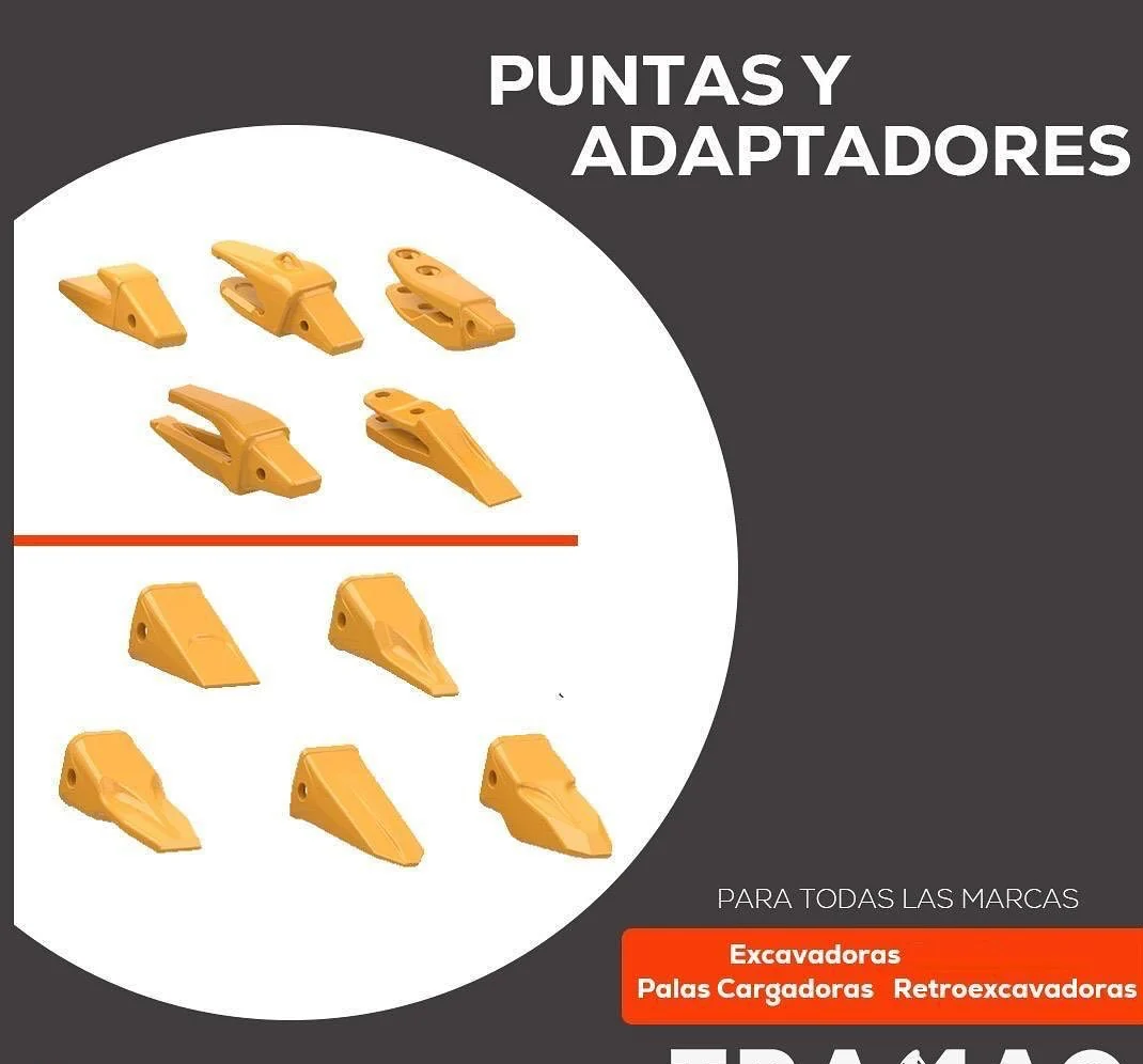 Puntas y adaptadores para excavadoras y palas cargadoras
